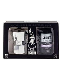 Подарочный набор гейзерная кофеварка Bialetti Moka Express Silver + Caffe Milano
