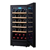 Винный шкаф CellarPrivate встраиваемый, однокамерный на 32 бутылки (CP032-1TBH) чёрный со скрытой ру