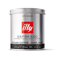 Молотый кофе Illy 100% Арабика тёмная обжарка 125гр.