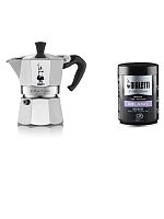 Подарочный набор гейзерная кофеварка Bialetti Moka Express Silver + Caffe Milano